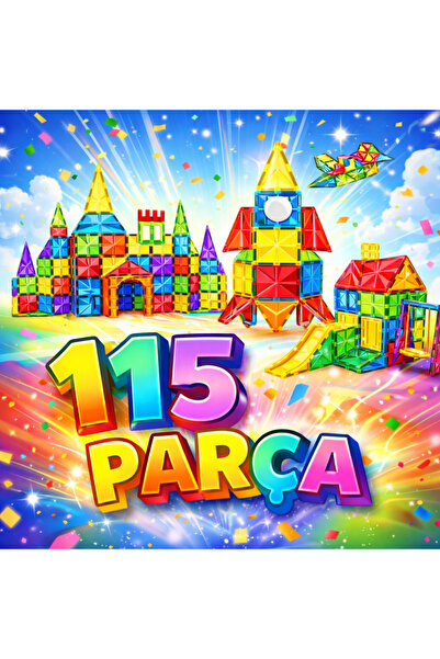 ZİVENTA Magnetic Tiles 115 Parça Manyetik Yapı Blokları Eğitici STEM Oyuncak ...