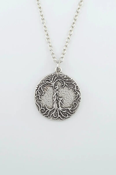 ıdr Anne Çocuk - Hayat Ağacı Gümüş Kaplama Düz Zincir Kolye