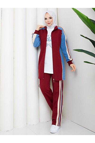 moda4b Γυναικείο αθλητικό σετ 3 τεμαχίων, βαμβακερό τζιν με λεπτομέρειες και ...