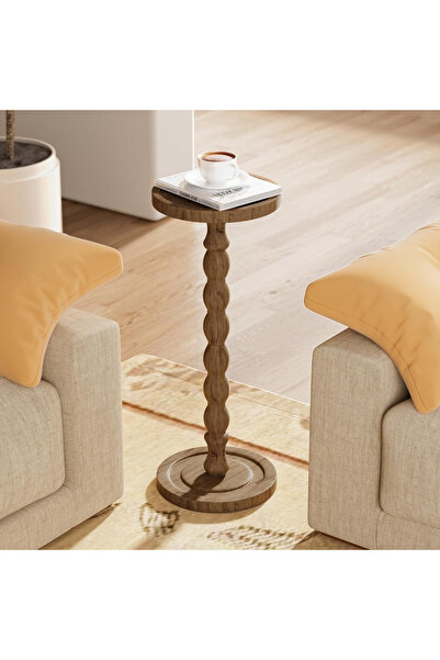 Generic Vintage-Style Walnut Wood Round Side Table/Coffee Table for Bedrooms,...