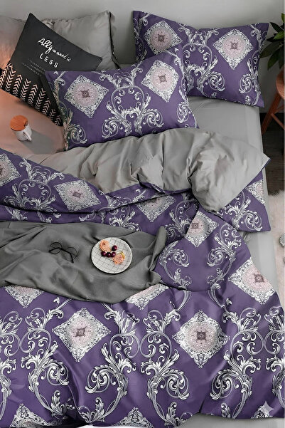 İQON طقم غطاء لحاف مرن مزدوج باللون الأرجواني - هانيدان