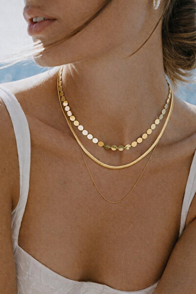 Markiz Takı Gold İkili Kolye Seti