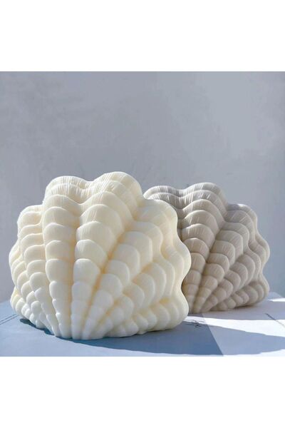 SCA CANDLE Dekoratif Mum Deniz Kabuğu Kırık Beyaz Renk 10x13,50 Cm Modern Dek...