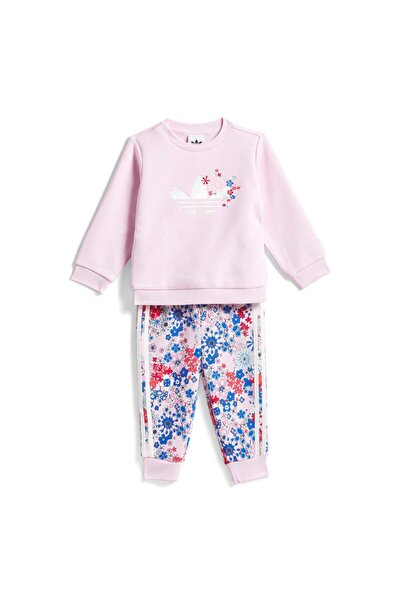 adidas طقم رياضي للفتيات الصغيرات - طقم علوي وسفلي KD1730