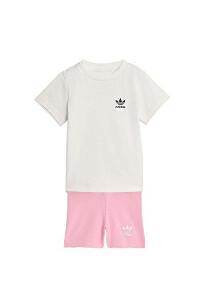 adidas طقم ملابس رياضية للفتيات الصغيرات من Cs - طقم ملابس علوية وسفلية KE2352