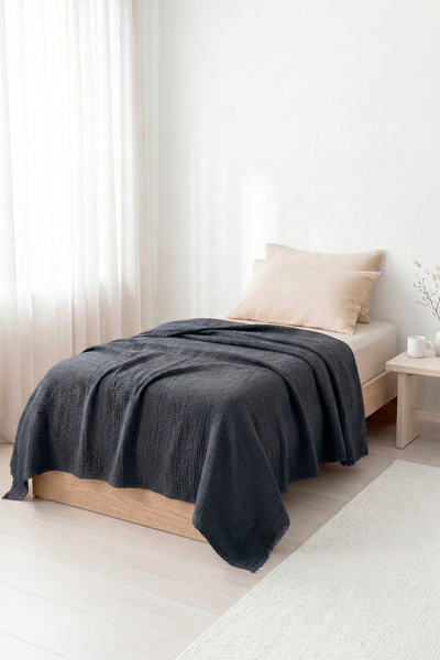Bhoota Home Tek Kişilik 4 Katlı Müslin %100 Pamuk Yatak Örtüsü Seti, Nefes Al...