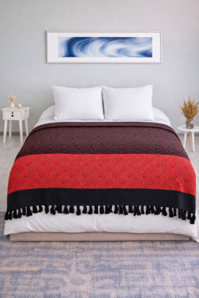 Siyah Çözgü Yatak Örtüsü ve Koltuk Örtüsü- Çift Kişilik 200 X 250 cm, 1200gr,Yumuşak, Dekoratif Pike
