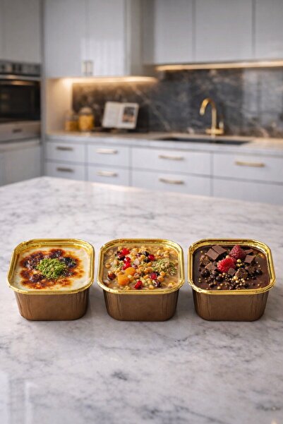 Trend Hediye Sepeti 25'li Kare Kahverengi Gold Muffin Kek Kalıbı , Tatlı Kase...