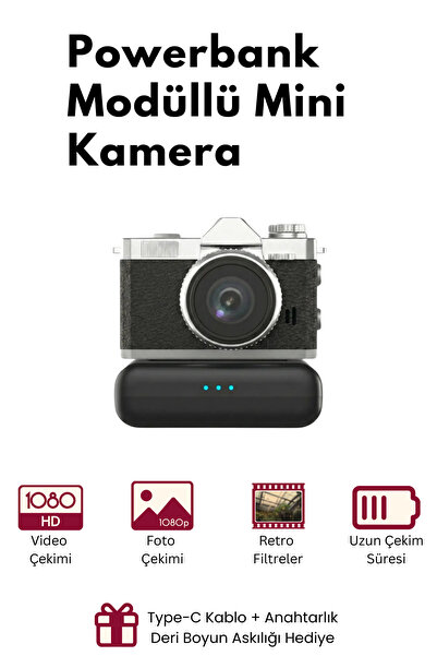 RoseandRoses Powerbank Modüllü ve Filtreli Mini Foto Video Kamera