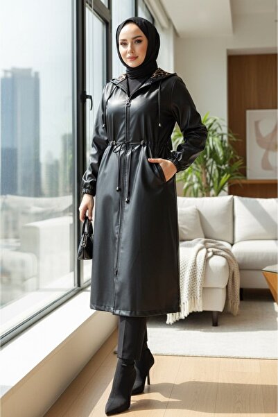 HİJABAYA Δερμάτινο καπάκι με κουκούλα, τσέπες, κορδόνι στη μέση και ελαστικό ...