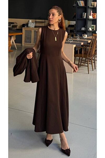 GAMZE ALPTEKİN Premium Women's Dress Blazer Jacket Set Exclusive Midi Dress S...