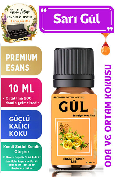 Aroma Terapi Lab Sarı Gül - Esansiyel Koku Yağı - Oda Ve Ortam Kokusu - Aroma...