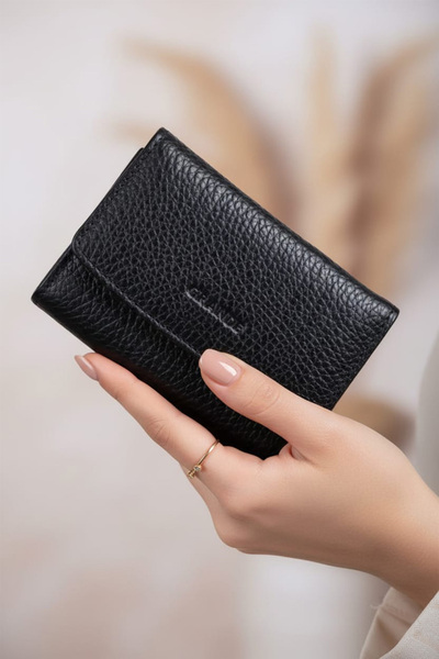 Grande Accordion Model Black Card Holder - Genuine Leather