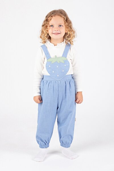 mikam Baby Girl Strawberry Model 2-Piece Salopet Jumpsuit