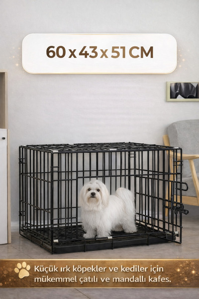 ADEFCO Katlanabilir Metal Hayvan Kafesi 60x43x51