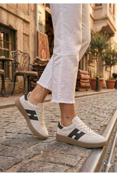 McDark Pantofi de damă bej maro piele întoarsă sneakerși