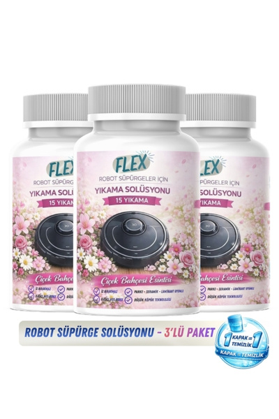 Flex Clean Akıllı Robot Süpürge Yüzey Temizleyici Solüsyonu Kar Çiçeği Parfüm...