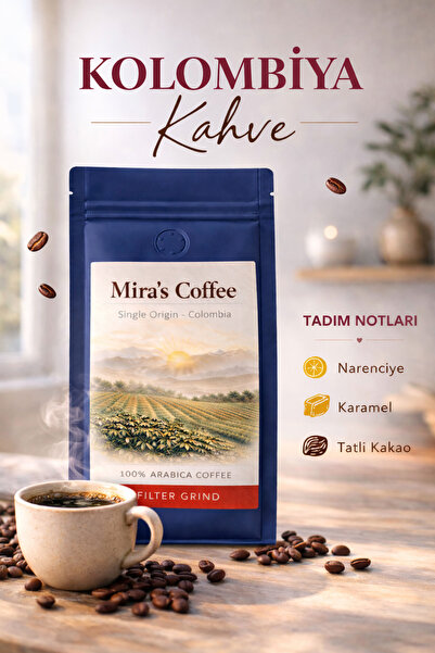 Mira's Coffee Kolombiya 500 gr Öğütülmüş Filtre Kahve - Omni Roast, %100 Arab...
