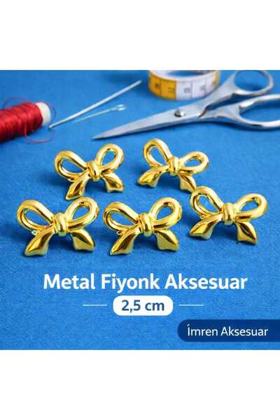 Bow model metal design gold color 6-piece button set