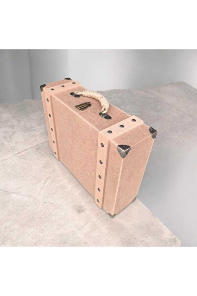 SEKAY AHŞAP Ahşap Boyanabilir Dikdörtgen Nostaljik Orta Boy Dekoratif Bavul Kutu