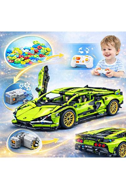 Printisor Masina cu telecomanda Lamborghini DIY, set de constructie 1000+ pie...