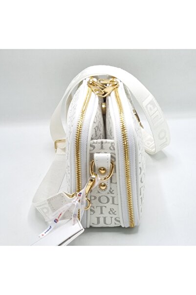 ÇANTAM GELSİN Geantă polo pentru femei, albă, cu multiple compartimente, pent...