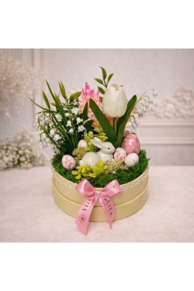 velve Aranjament floral Easter,decoratiune iepure,lacramioare,lalea,pe pat li...