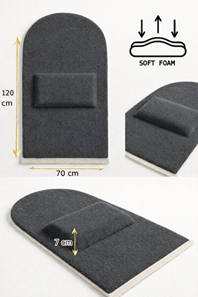 Carpetella 7 CM Ortopedik Orta Süngerli Seccade Diz Ağrıtmaz Kaymaz Peluş Nam...