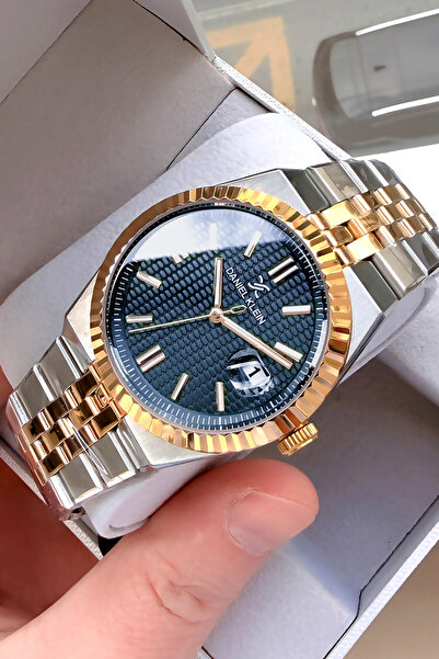 Daniel Klein ساعة يد رجالية هدية مع تقويم أصلي 3 Atm مقاومة للماء باللون الفض...