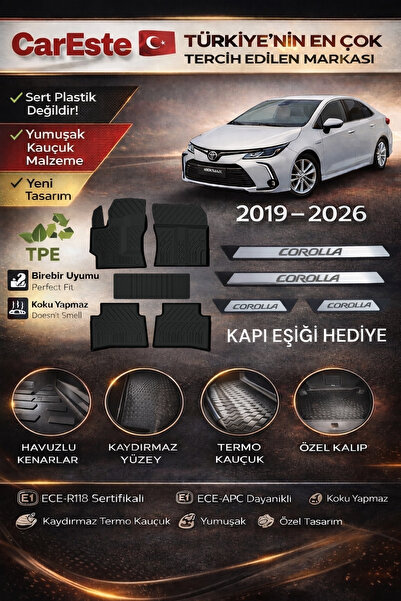 CarEste Toyota Corolla 4D Havuzlu Paspas Seti (2019 Sonrası) – 5 Parça + Kapı...