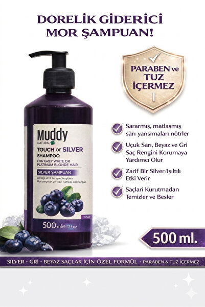 Muddy Gold Removal Purple Shampoo Touch of Silver Shampoo 500 ml Smp1
