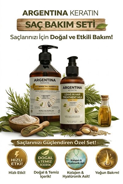 ARGENTİNA KERATİN Kolajen-Hyaluronik asit-Keratin-E vitamini Argan Yağlı 500 ...
