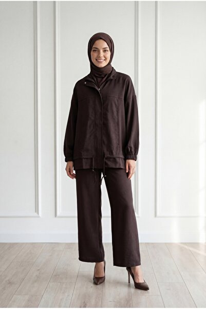 BENAHOLL Zambak Garni Λεπτομερές Σετ με Δαντέλες - EU3287 Ακραίο Καφέ