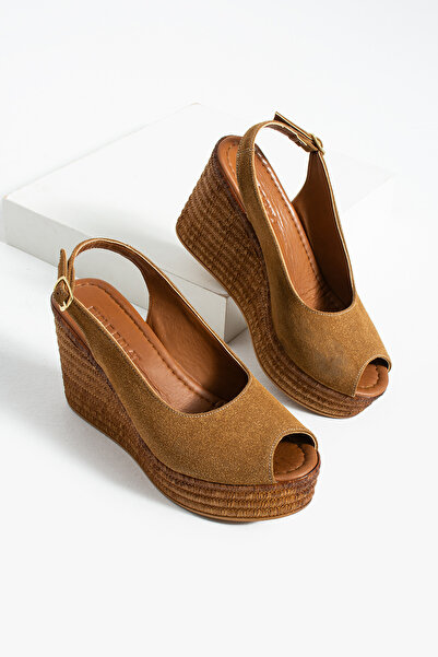 diclepolat Femei Maro piele întoarsă talpă wedge sandale Platformă înaltă cu ...