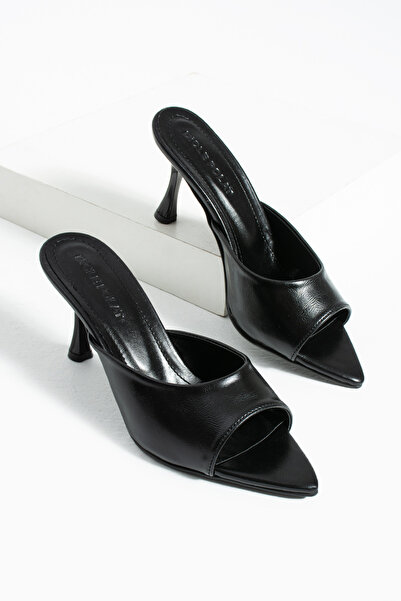 diclepolat حذاء نسائي أسود بمقدمة مدببة حذاء بكعب رفيع u T شبشب Rigen