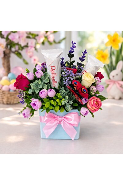 velve Aranjament floral Princess, cu flori si plante artizanale, trandafiri, ...