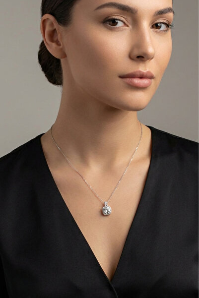 Valmont Accessories Zircon Stone Square Model Steel Women's Necklace