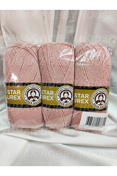 Ören Bayan STAR LUREX Pudra Pembe El Örgü İpi (3 Adet) - Renk: 001Y
