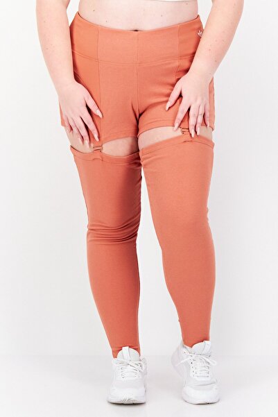 adidas بنطلون تدريب مضلع للنساء بمقاس كبير، وردي باهت