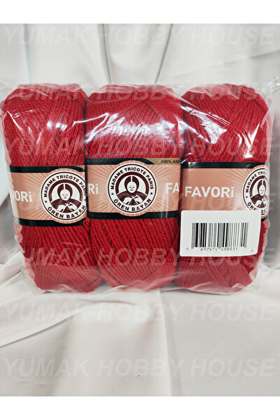 Ören Bayan FAVORİ Kırmızı El Örgü İpi (3 Adet) - Renk: 033