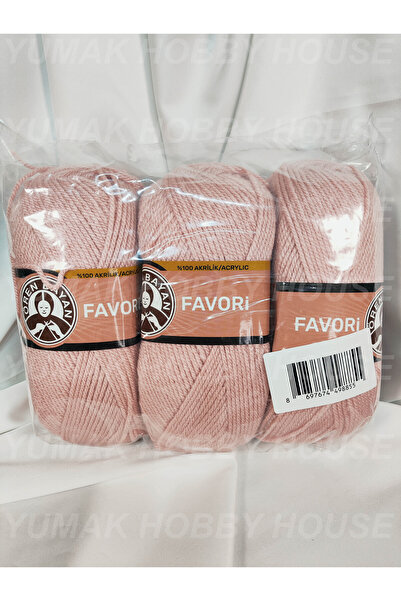 Ören Bayan FAVORİ Pudra Pembe El Örgü İpi (3 Adet) - Renk: 001