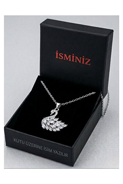 AccessoriesCınCık Kişiye Özel İsim Kutulu Çelik Gümüş Renk Kuğu Model Kadın K...