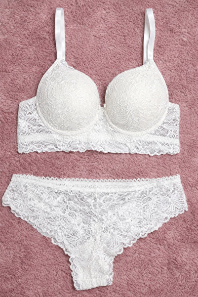 RUYAZ دانتيل قطعة من مجموعة الملابس الداخلية النسائية المدعمة باللون الإكرو م...