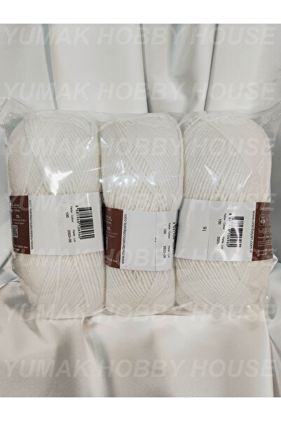 Ören Bayan DELUXIA Beyaz El Örgü İpi (3 Adet) - Renk: 100