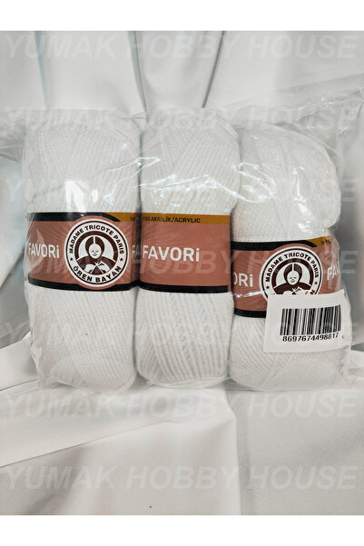 Ören Bayan FAVORİ Beyaz El Örgü İpi (3 Adet) - Renk: 000