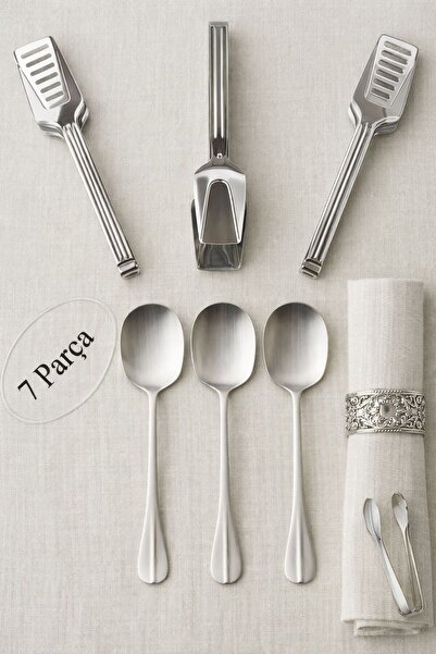 BRE HOME 7 Piece Stainless Steel Serving Tongs Set