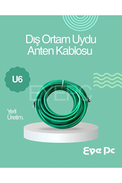 EYE PC 50 Metre Uydu Çanak Anten Kablosu Yeşil Dış Ortam Dayanıklı