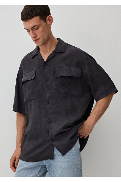 Mavi Antrasit Gömlek Loose Fit / Bol Rahat Kesim 0211119-70092