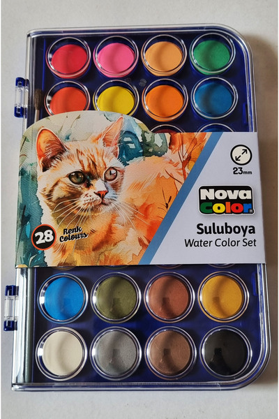 Modellino 36 & 28 Renk Seçenekli Nova Color Fırçalı 23mm Büyük Tablet Profesyonel Sulu Boya Seti
