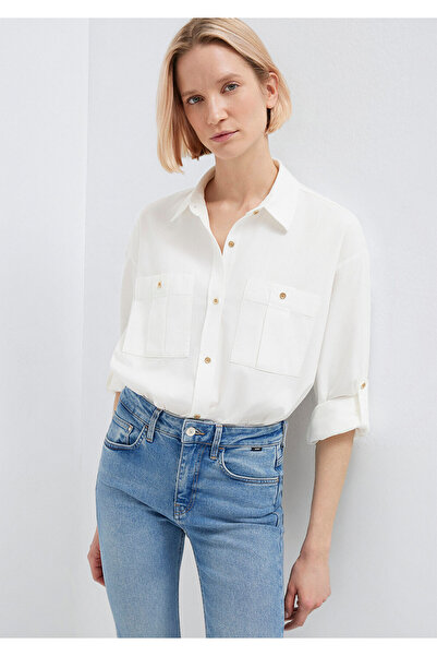 Mavi Button Detailed Ecru Shirt Loose Fit / Relaxed Comfortable Cut 1211383-7...